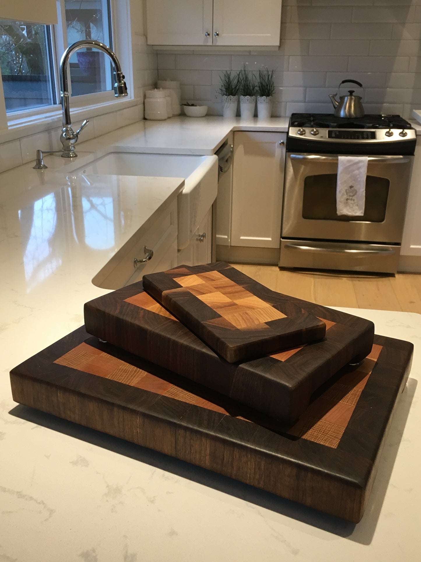 Walnut and Oak 3 Piece Cutting board set